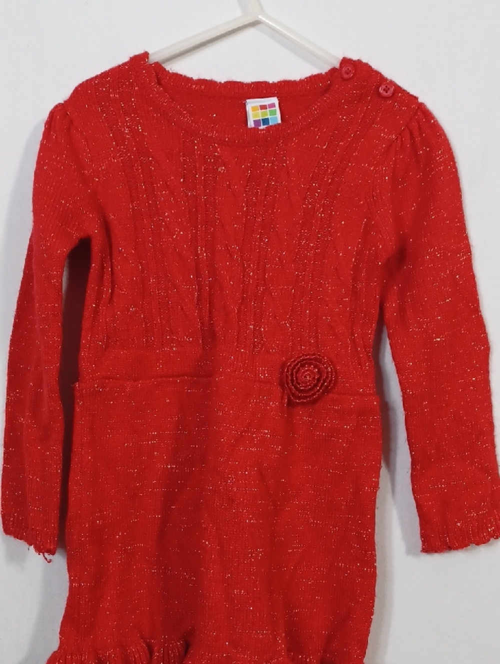healthtex Red Knit Top with Metallic Thread